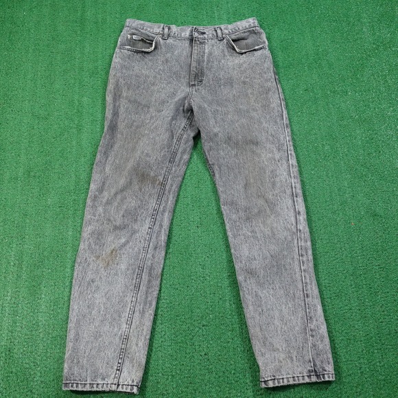 VINTAGE LEE USA MADE CHARCOAL WASH GREY DENIM BLUE JEANS 36X32 (33X30) - Picture 3 of 16